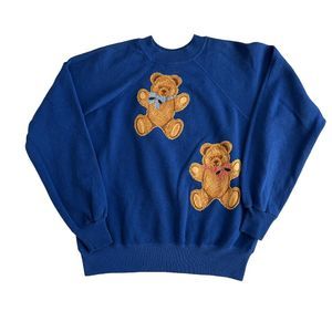 Vintage 80s or 90s Teddy Bear Sweatshirt with Glitter Detail